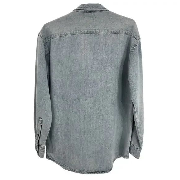 Reformation Denim Blue Gracie Shirt Size XS - Picture 3 of 4